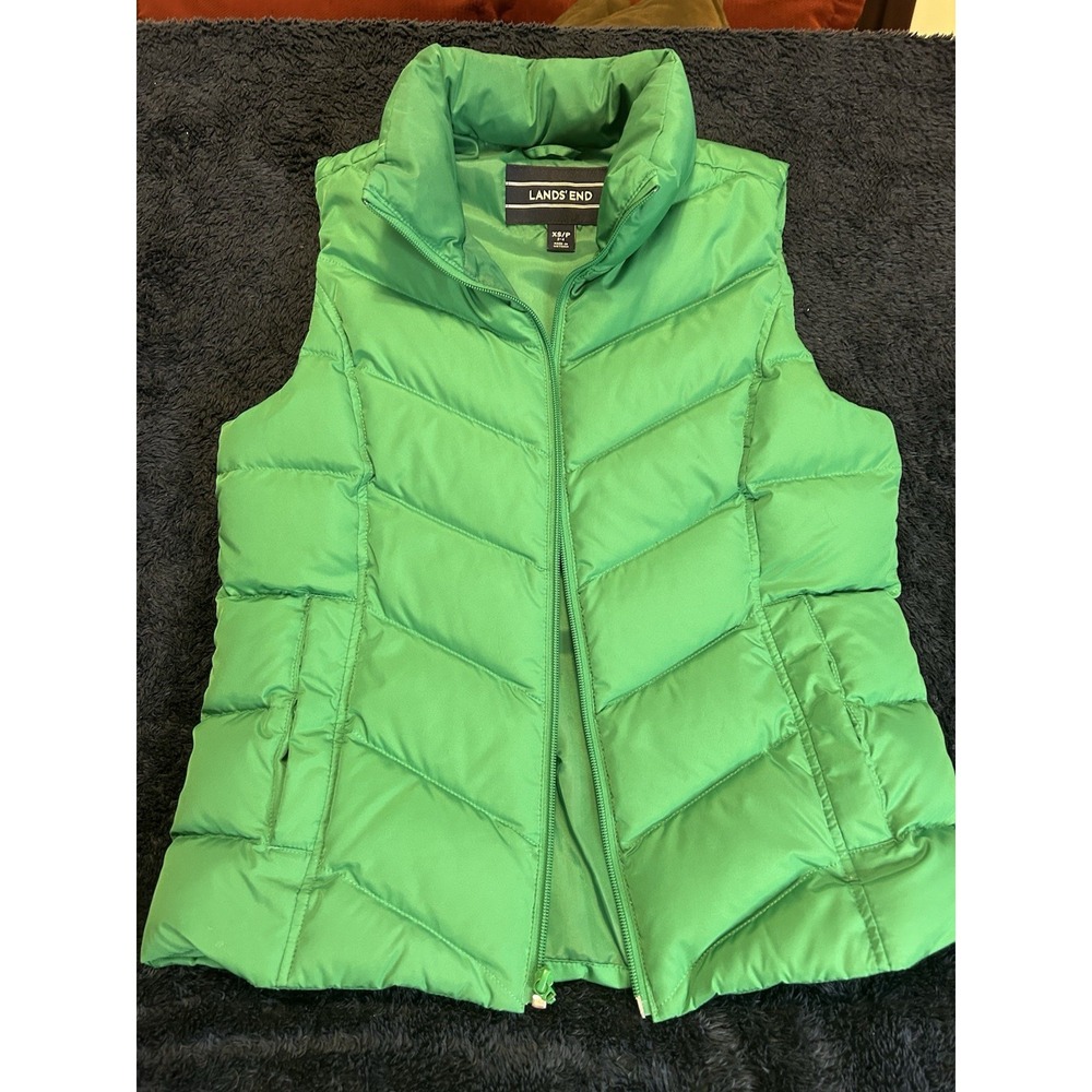Women's Lands' End Puffer Vest Green  Size X-SM 2-4